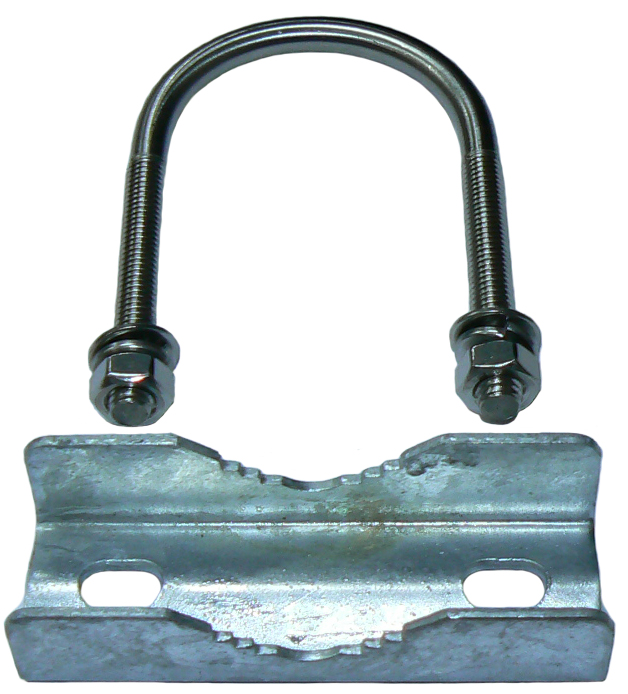 Galavanised V-block and 304 stainless U-bolt clamp - 32-50mm internal capability