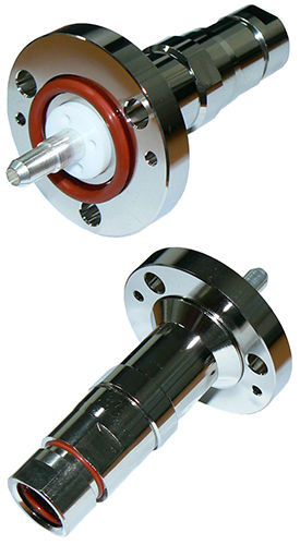 7/8" EIA flange clamp connector for 1/2" foam dielectric coaxial cable or radiating cable, ZCG1250 or ZCG1250-LF, DC-3.7GHz, 50 Ohms - nickel plated