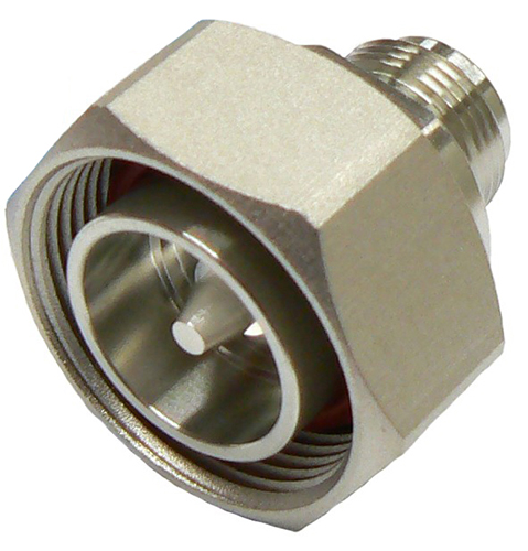 Low PIM N-type female to 7/16" DIN male straight adaptor, inter-series, DC-3 GHz, 50 Ohms - tri-metal plated
