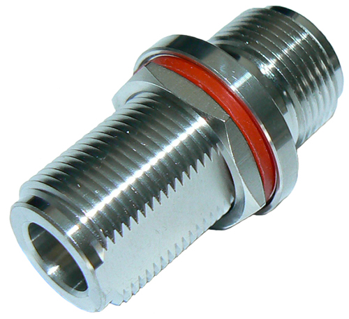 N-type female bulkhead to N-type female intra-series adaptor, DC-11 GHz, 50 Ohms - nickel plated