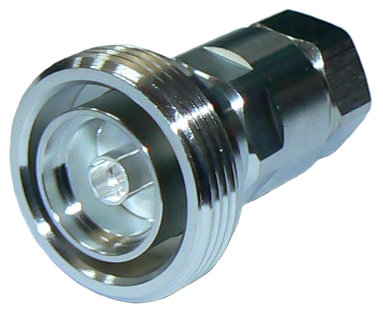 Low P.I.M. 7/16" DIN female connector for 1/2" super flexible helical shielded, foam dielectric coaxial cable, ZCG1250SF, 2kW, DC-3GHz, 50 Ohms - tri-metal plated