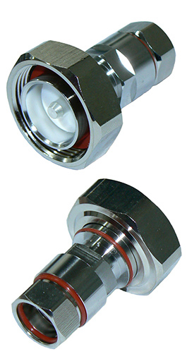 Low PIM 7/16" DIN male for 1/2" super flexible helical shielded, foam dielectric coaxial cable, ZCG1250SF, DC-3 GHz, 50 Ohms - tri-metal plated