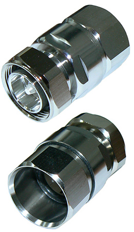 7/16" DIN male low PIM connector for 7/8" flexible corrugated coaxial cable, ZCG7850, 2kW, DC-3 GHz, 50 Ohms - tri-metal plated