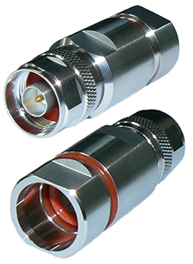 N-type male clamp-style, low PIM connector for 1/2" corrugated shielded coaxial cable, ZCG1250, DC-2.4 GHz, 50 Ohms - tri-metal plated