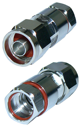 N-type male clamp-style connector for 1/2" super flexible, helical coaxial cable, ZCG1250SF, DC-2.4 GHz, 50 Ohms - tri-metal plated