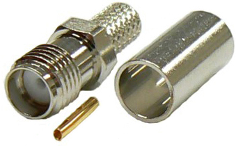 SMA female solder pin, crimp connector for MIL-SPEC RG58 coaxial cables, DC-18 GHz, 50 Ohms - Nickel plated