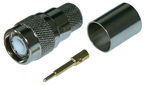 TNC male crimp connector for RU400 low loss coaxial cable and RG8 coaxial cable, DC-11 GHz, 50 Ohms - nickel plated