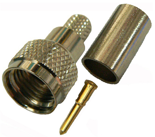 Mini UHF male/ MPL male crimp connector for RG59, 75 Ohm coaxial cable, DC-500 MHz - nickel plated