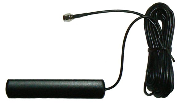 UHF on-glass adhesive mount antenna, 410 MHz, 5m RG174A/U cable, SMA male, 5W, 2.1 dBi - 115mm