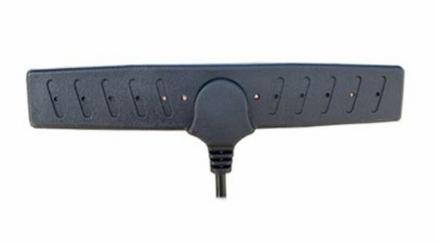 On-Glass internal mount broadband UHF antenna, 450-520 MHz, black, RG174 cable, SMA male - 108mm x 22mm