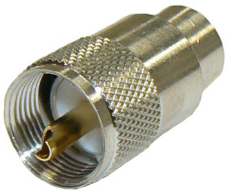 UHF male PL259 solder pin twist connector for RG213 stranded core, solid PE dielectric coaxial cable, 50 Ohms - nickel plated