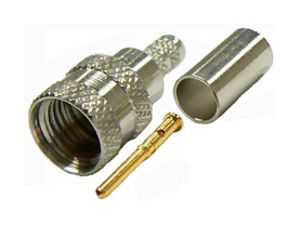 Mini UHF/MPL male crimp connector for RG58 coaxial cables, DC-2.5 GHz, 50 Ohms - nickel plated