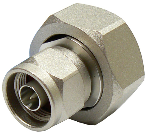 N-type male to 7/16" DIN male straight adaptor, inter-series, DC-3 GHz, 50 Ohms - tri-metal plated