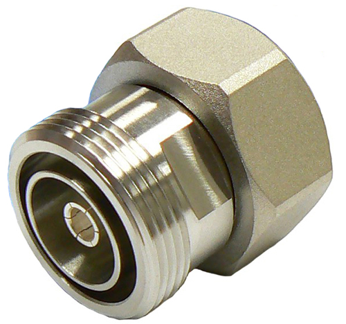 7/16" DIN male to 7/16" DIN female, low P.I.M. straight adaptor, intra-series, DC-3 GHz, 50 Ohms - Tri-metal plated
