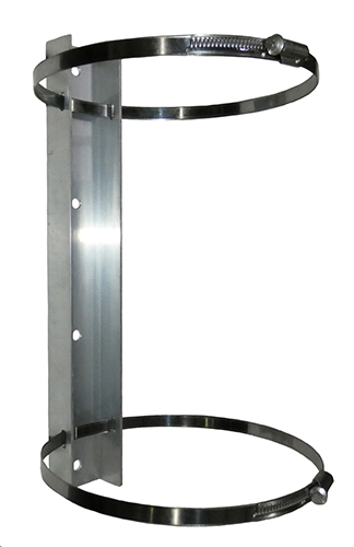 Aluminium cavity filter wall mounting bracket for 203mm O.D. diameter filters - 400mm, incl 2 worm drive clamps
