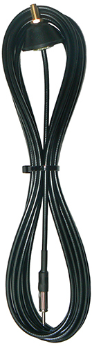 10 metre RG58A/U cable mount base, black, 5/16"-26 brass male threaded OB base, male car radio plug fitted