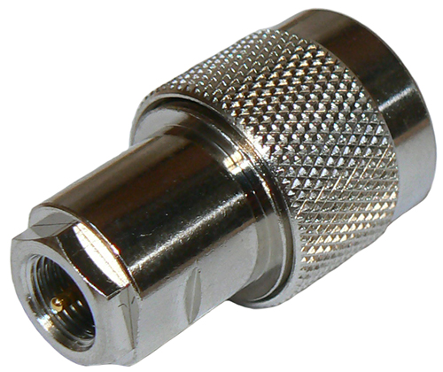 FME male to to N-type male straight inter-series adaptor, DC-2 GHz, 50 ohms - nickel plated