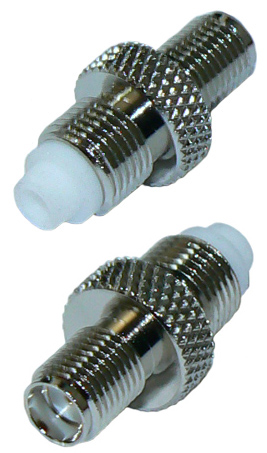 FME female to SMA female straight inter-series coaxial adaptor, 50 Ohms - nickel plated