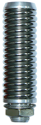 Light-to-medium duty stainless steel parallel spring, M10 female top thread, 5/8"-18UNF mount thread - incl. washer and nut