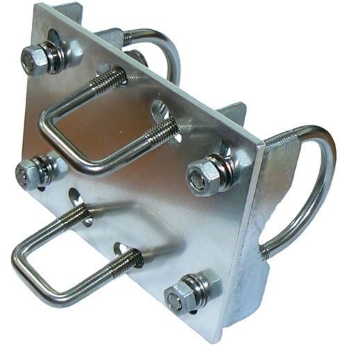 30-50mm diameter right-angle medium-duty 14° down tilt capable clamp, aluminium - boom 25mm square, mast 30-50mm
