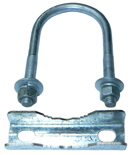 Galvanised U-bolt and V-block parallel mount clamp - 60mm internal capability