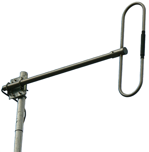 Broadband DAB Radio sidemount dipole antenna, 304 stainless steel, 174-230 MHz, 1.2:1 VSWR, 500W, N-type female, 1m cable, 0 dBd - 670mm