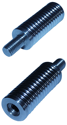 Medium-duty parallel spring base, all stainless steel, suits fibreglass/stainless steel whips, M10 x 1.5 TPI male and female threads - 70.8mm