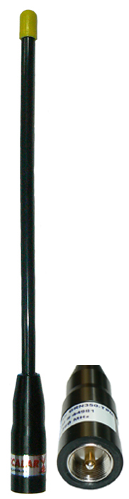 Ground independent UHF flexible halfwave whip antenna, 500-520 MHz, yellow cap, 50W, UHF male, 4 dBi - 310mm