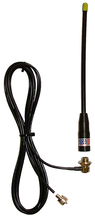 Ground independent UHF detachable halfwave whip and base, yellow cap, 500-520 MHz, 50W, UHF male PL259, 4.7m RG58A/U, 4 dBi - 310mm