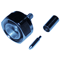 4.3-10 male crimp connector for RG223/U dual braided shielded coaxial cable, 50 Ohms - tri-metal plated