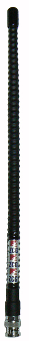 VHF high band helical portable whip, black, 148-174 MHz, FIELD TUNE ONLY,  to 5% bandwidth, BNC male, 25W, 2.1 dBi - 308mm