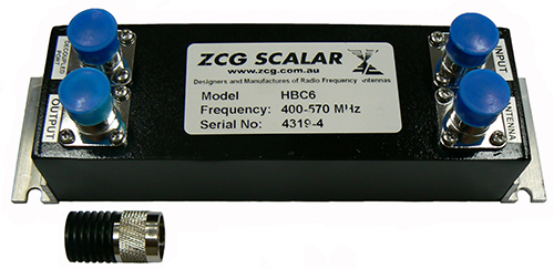 UHF hybrid coupler, 400-570MHz at -22dB, 50 Ohm, 75/25 coupling ratio, N-type female, N-type male 30 watt dummy load