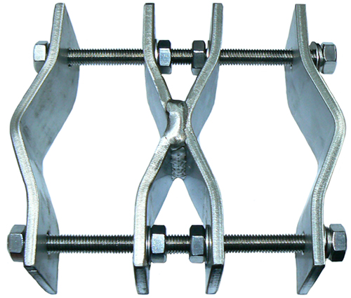 Parallel heavy-duty mounting clamp, 316 stainless steel - boom 40-75mm & mast 40-75mm dia.