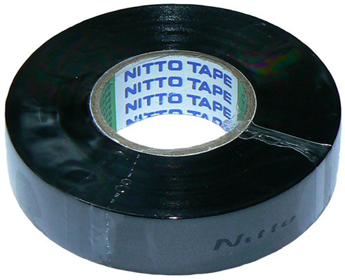Black PVC electrical insulating tape, flame retardant, 19mm x 0.18mm x 20m - Nitto brand - per roll