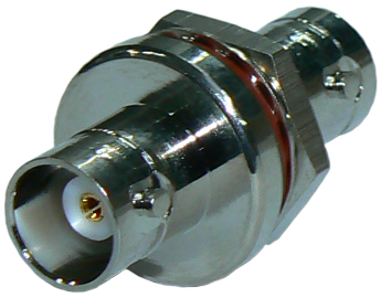 BNC female to BNC female bulkhead straight adaptor, intra-series, DC-4 GHz, 50 Ohms - up to 4mm mount material