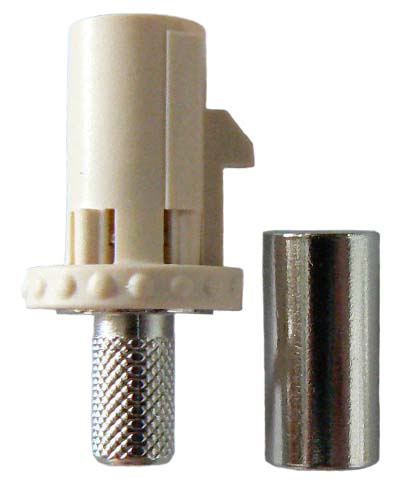 Fakra SMB male solder pin, crimp connector for MIL-SPEC RG58 coaxial cables, DC-6 GHz, 50 Ohms - Beige - Code I Bluetooth, RAL 1001