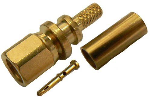SMC reverse gender male crimp connector for RG174 cable and RG316 cable, DC-10 GHz, 50 Ohms - gold plated