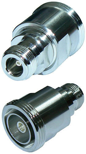 7/16" DIN female to N-type female, inter-series straight adaptor, DC-3 GHz, 50 Ohms - tri-metal plated