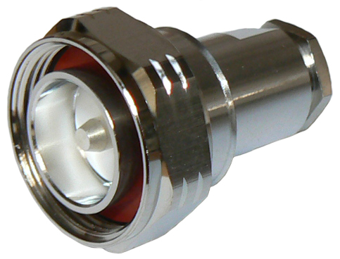7/16" DIN male clamp-style, low PIM connector for MIL-SPEC RG213 stranded coaxial cable, DC-3 GHz, 50 Ohms - tri-metal plated