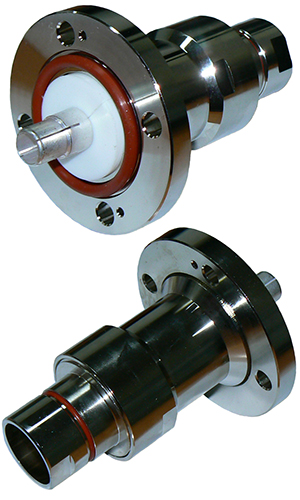 1-5/8" EIA flange connector for 7/8" foam dielectric cable, 90kW rated, chrome plated body and silver plated bullet