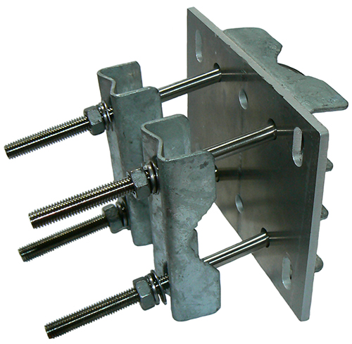 50mm diameter medium-duty right-angle round boom Yagi mounting clamp, aluminium - boom 25mm dia. mast 30-50mm