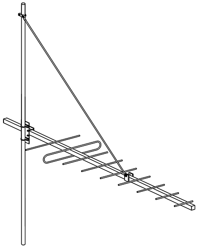 Single fibreglass tension strut kit sutis Y4/ Y6/ Y7/ Y8 series, includes Yagi-to-strut and strut-to-pole mounting - 1.5m