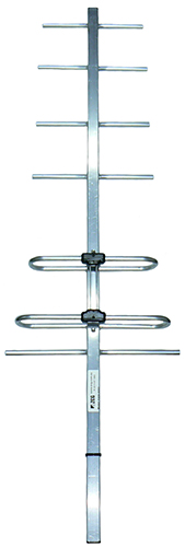 Broadband UHF 6 element dual dipole square boom Yagi, aluminium, 450-520 MHz, 250W, N-type female, 250mm cable, 9 dBd - 1.2m