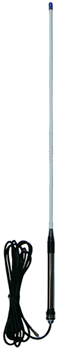UHF CB radio phased coil whip elevated feed antenna, 477 MHz, white, no spring, 50W, FME-UHF adaptor, 4.5m cable, 6.6 dBi -  800mm