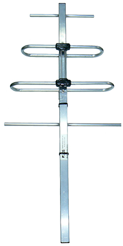 Broadband UHF 4 element dual dipole square boom Yagi antenna, aluminium, 450-520 MHz, 250W, N-type female, 250mm cable, 4.5 dBd - 800mm