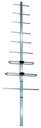 Broadband UHF 9 element dual dipole square boom Yagi, aluminium, 400-520 MHz, 250W, N-type female, 250mm cable, 11.5 dBd - 1.475m