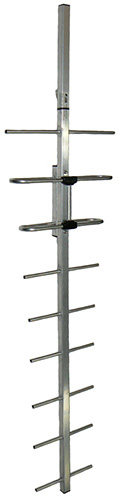 Broadband UHF 9 element dual dipole square boom Yagi, stainless steel, 400-520 MHz, 250W, N-type female, 250mm cable 11.5 dBd - 1.475m
