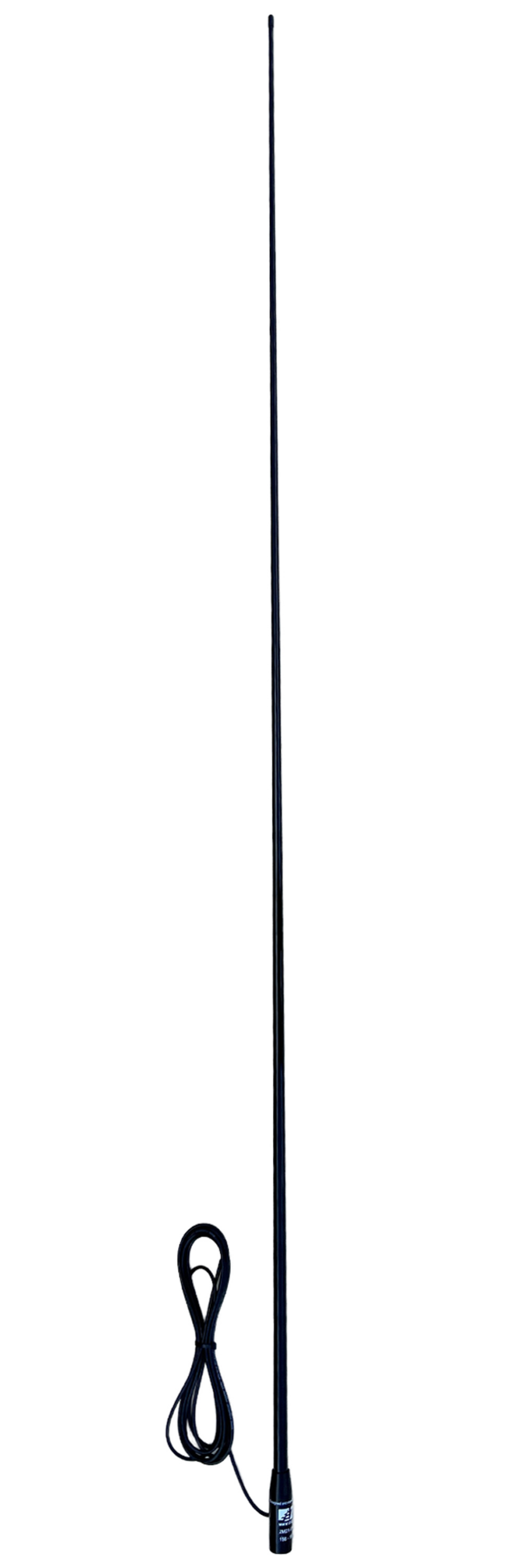 UHF CB radio high gain marine deck mount antenna, all-black, 477 MHz, 50W, UHF male PL259, 4.5m black RG58A/U, 8.1 dBi - 2.1m